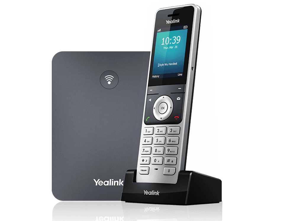 (1W70B base + 1 W56H handset) Yealink W76P - Cordless phone / VoIP phone with caller ID - 1900 MHz - DECT\\\\\\\\CAT-iq - 3-way call capability - SIP SIP v2 RTCP-XR VQ-RTCPXR - 10 lines - classic gray alabaster silver