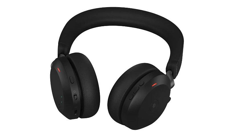 Jabra Evolve2 75 - Headset - on-ear - Bluetooth - wireless, wired - active noise canceling - USB-C - noise isolating - black - Optimized for UC